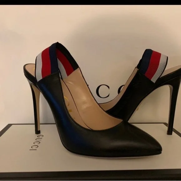 Gucci
Sylvie Leather Web Slingback Pumps - Picture 3 of 8